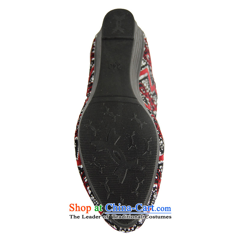 Sheng-fu autumn new Wild, single shoe old Beijing mesh upper with lace side Ms. embroidered shoes red 38, Tin Shing Fuk Shopping on the Internet has been pressed.