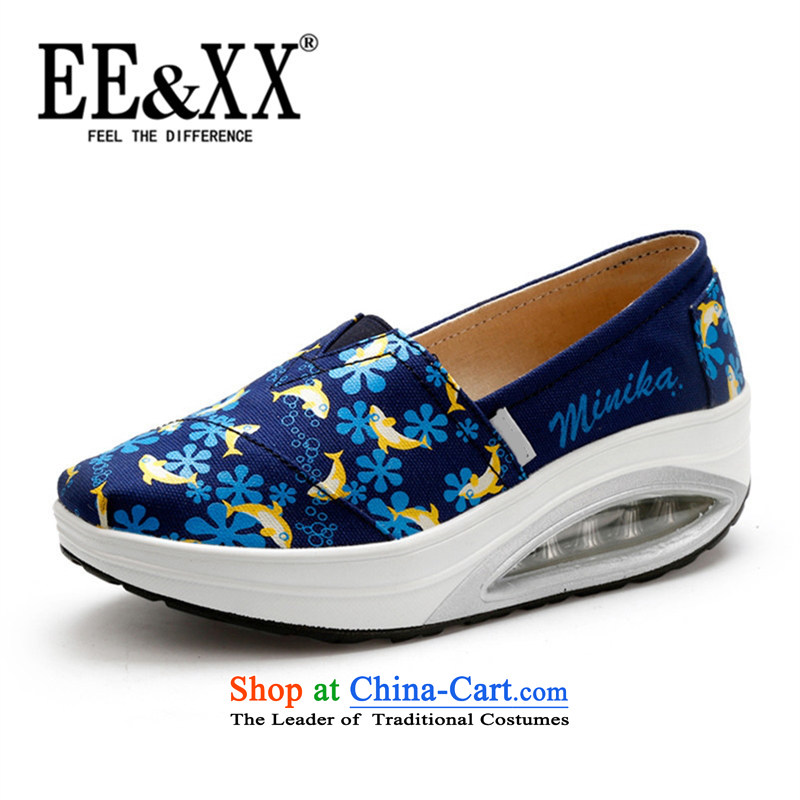 Eexx counters new sports and leisure canvas shoe Yao Yiu-pin women shoes increased yoyos shoes 8935 Dark Blue 37