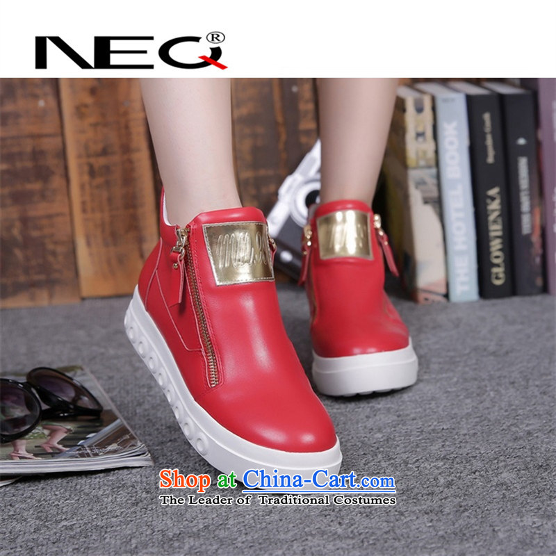 2015 new stylish NEQ comfortable leather shoe-zip round head with a flat bottom cake shoes 6 655 written submissions red 38,NEQ,,, shopping on the Internet