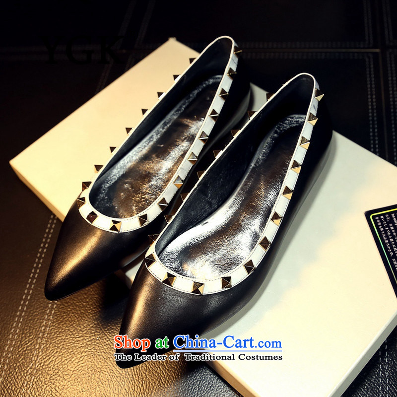 Counters genuine YGK Chic and comfortable shoes and leisure autumn pointed tip of England women shoes flat bottom rivets arrangements shoes 5310 Black 36,YGK,,, shopping on the Internet