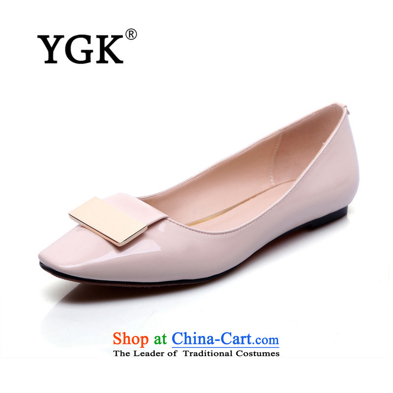 Ygk counters genuine?2015 new party and non-Port single women boat arrangements shoes, casual kit pin flat bottom shoe 2149 pink?34