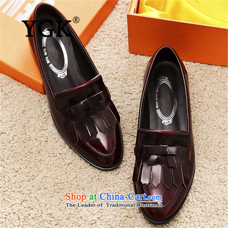 Ygk counters genuine autumn, a relaxing and comfortable stylish girl round head of England retro-su single Shoes, Casual Shoes 6614 wine red 34