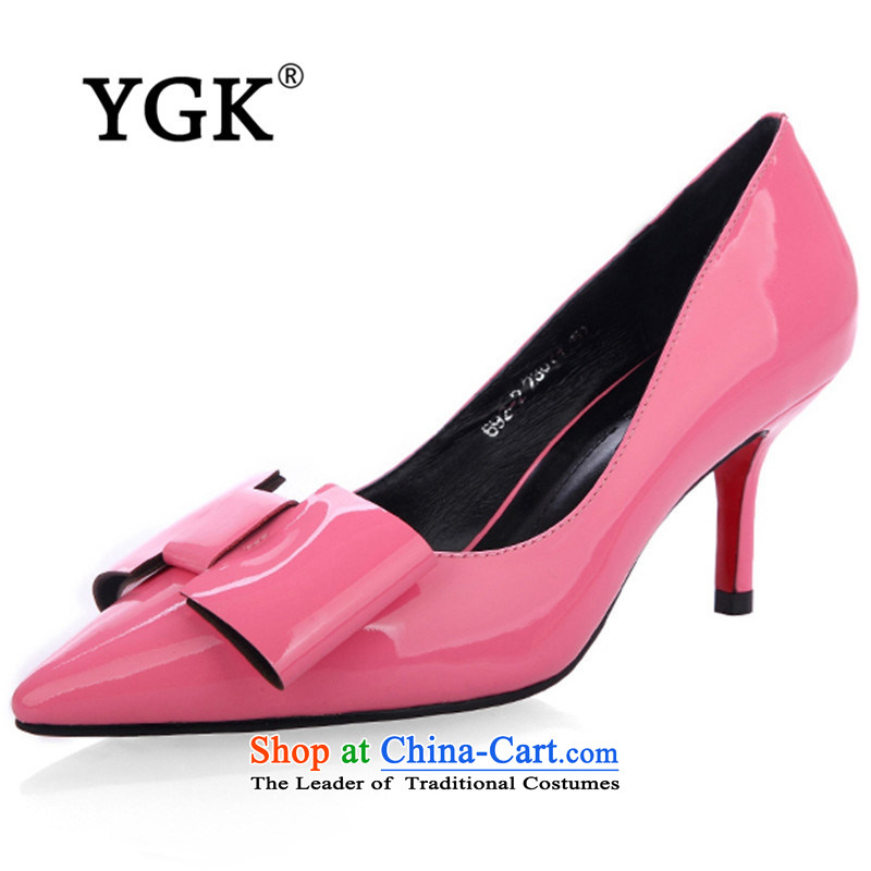Ygk counters genuine trendy and comfortable casual shoes to the British pointed tip single shoe the the high-heel shoes fine heels 4029 pink 37