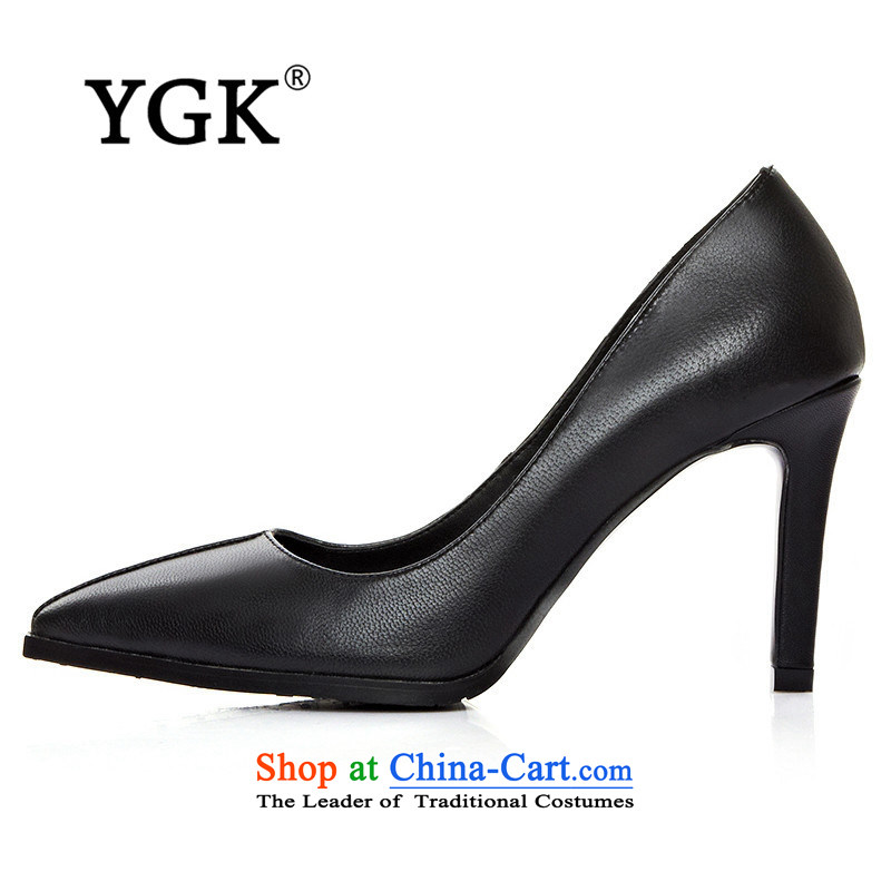 Ygk counters genuine?2015 England the the high-heel shoes female stylish light single women shoes with fine tip vocational 9608 Black?34