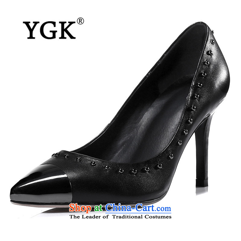 Ygk counters genuine new stylish casual shoes to the British retro point with fine shoes single woman shoes 3646th black?39
