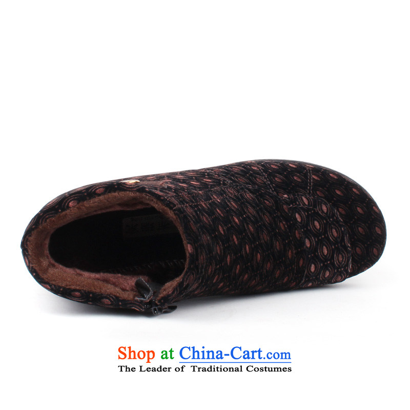 2015 WINTER thick plush cotton shoes Comfort Women warm mother shoe side zip Leisure Short barrel elderly shoes traditional old Beijing T90302 coffee-colored T90302 mesh upper with 35 well with l , , , shopping on the Internet