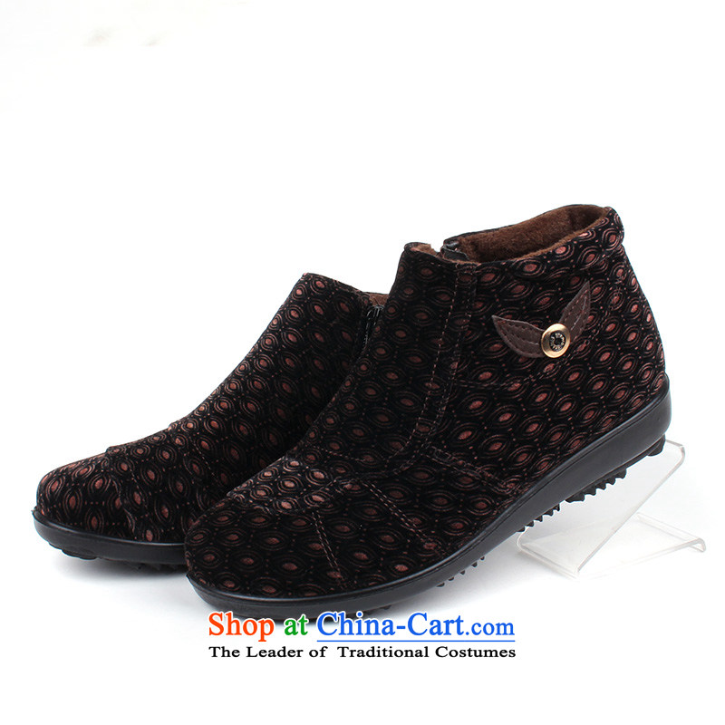2015 WINTER thick plush cotton shoes Comfort Women warm mother shoe side zip Leisure Short barrel elderly shoes traditional old Beijing T90302 coffee-colored T90302 mesh upper with 35 well with l , , , shopping on the Internet