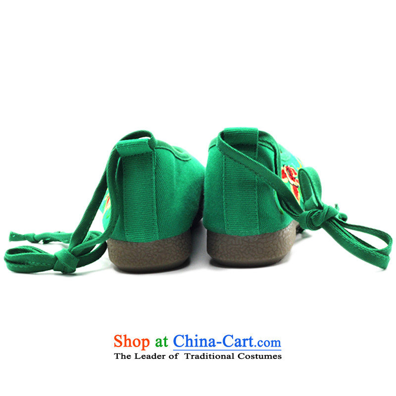 Is small and the ethnic tendon mesh upper floor embroidered shoes ZCA5001 womens single green 39 is small-mi (LOVELY BEAUTY , , , shopping on the Internet