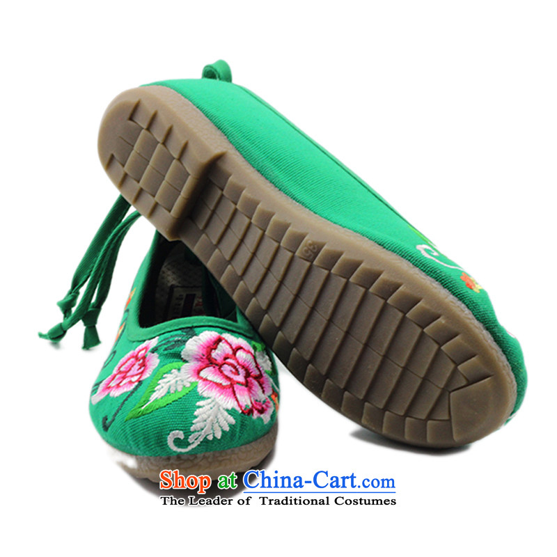 Is small and the ethnic Pure Cotton fabric embroidery beef tendon bottom womens single shoe ZCA5007 Green 35 is small-mi (LOVELY BEAUTY , , , shopping on the Internet