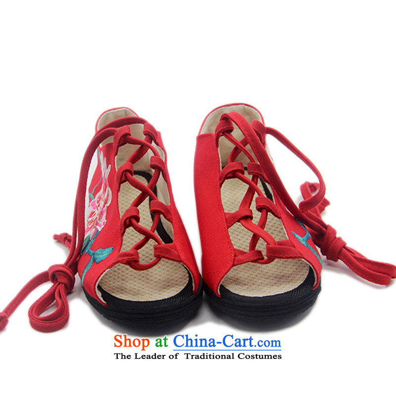Is small and the old Beijing mesh upper ethnic embroidered with thousands of bottom sandals ZCA015 red 37, is small-mi (LOVELY BEAUTY , , , shopping on the Internet