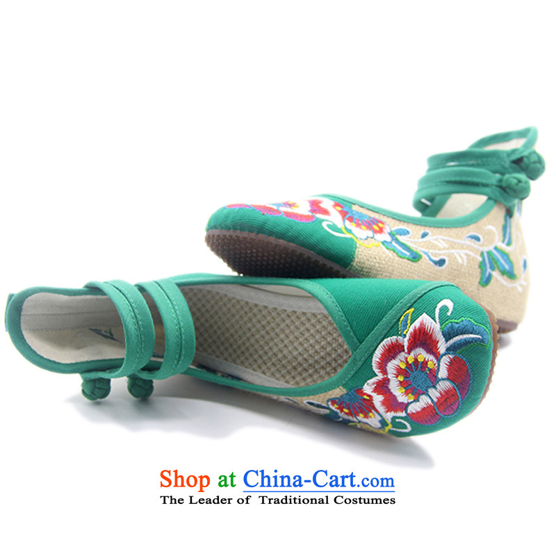 Is small and the ethnic cotton linen anti-slip beef tendon bottom embroidered shoes ZCA130 Green 35 is small-mi (LOVELY BEAUTY , , , shopping on the Internet