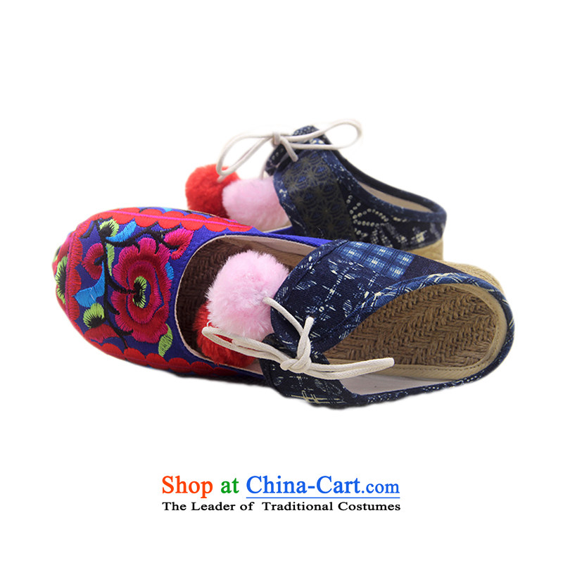 Is small and the ethnic embroidered slippers ZCA666 female header blue 38, is small-mi (LOVELY BEAUTY , , , shopping on the Internet