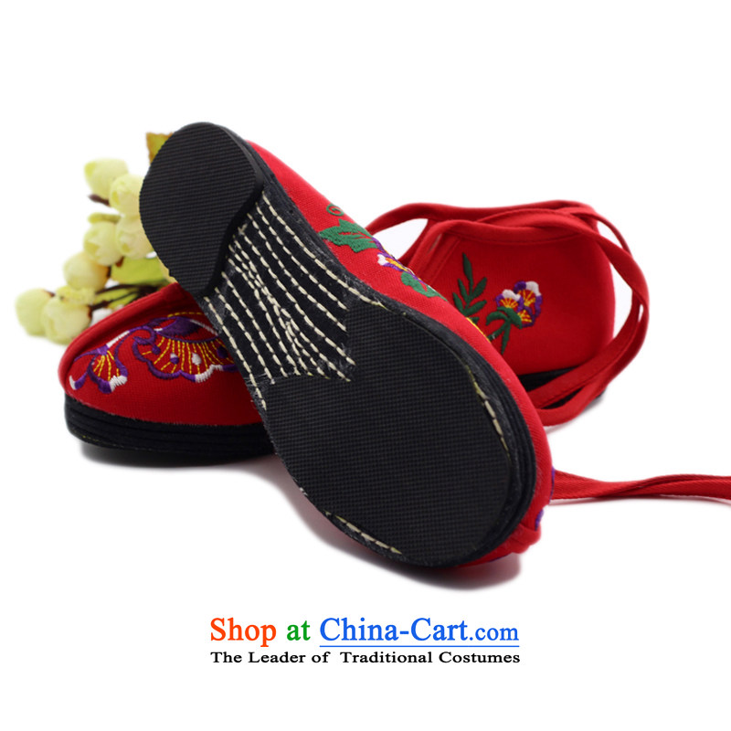 Is small and the old Beijing mesh upper retro ethnic embroidered shoes ZCA1002 womens single red 35, is small-mi (LOVELY BEAUTY , , , shopping on the Internet