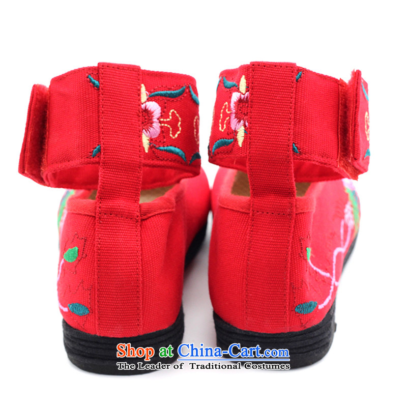 Is small and the Old North mesh upper mesh upper with pure cotton embroidered with velcro ethnic women shoes ZCA1005 red 40, is small-mi (LOVELY BEAUTY , , , shopping on the Internet