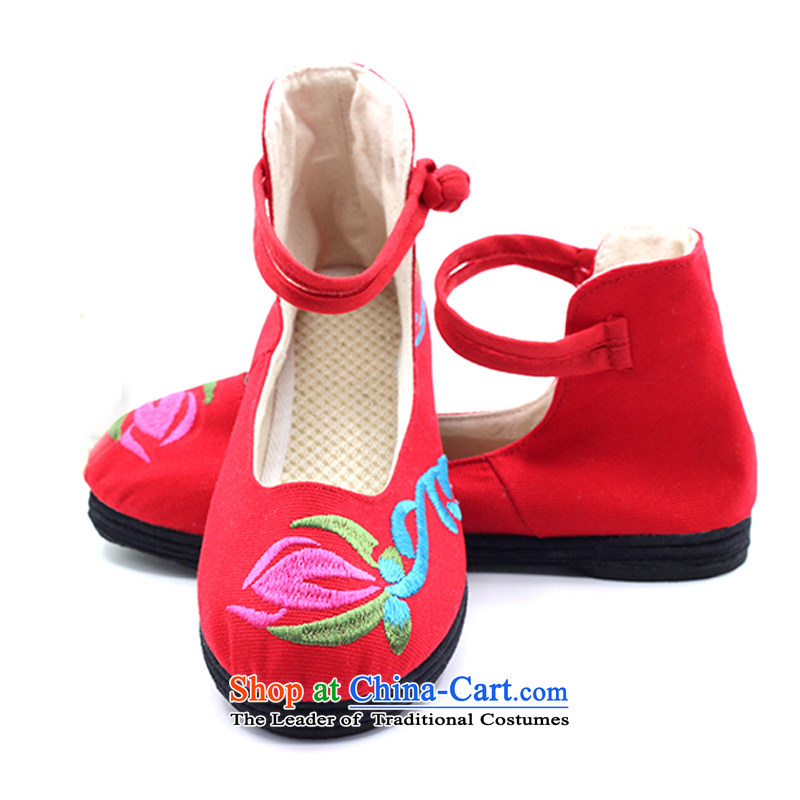 Is small and the old Beijing mesh upper slotted detained embroidery Pure Cotton Women's Shoe ZCA1007 red 37, is small-mi (LOVELY BEAUTY , , , shopping on the Internet
