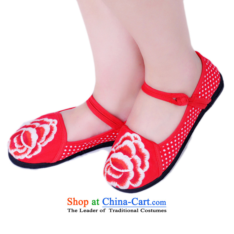 Is small and the old Beijing Peony embroidered word mesh upper clip bottom of thousands of women's shoes ZCA1315 red 40, is small-mi (LOVELY BEAUTY , , , shopping on the Internet