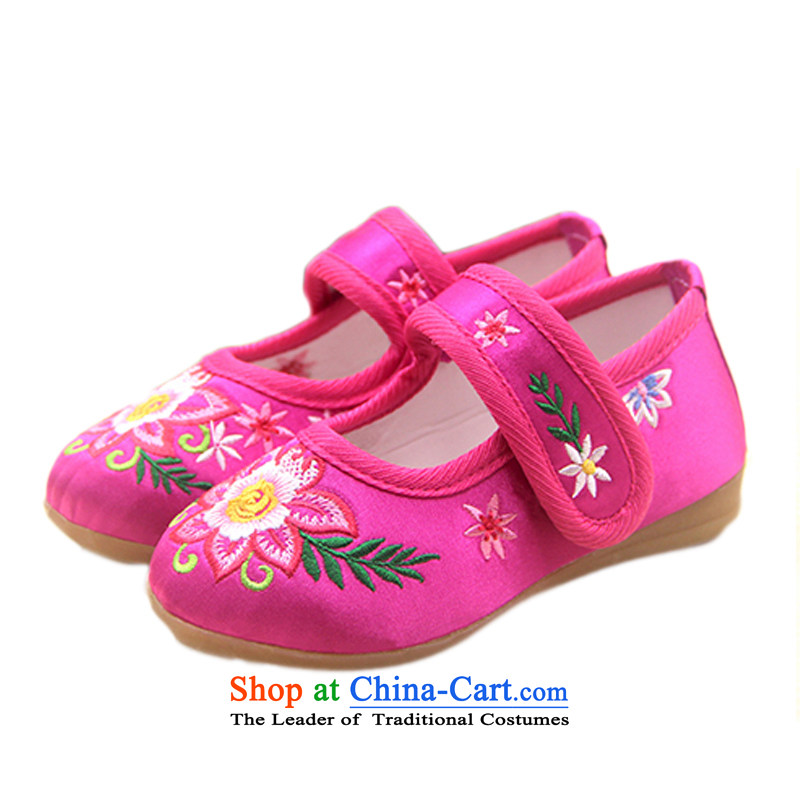 Is small and the children of ethnic velcro embroidered Dance Shoe beef tendon ZCA021 cherry red 19, is small-mi (LOVELY BEAUTY , , , shopping on the Internet