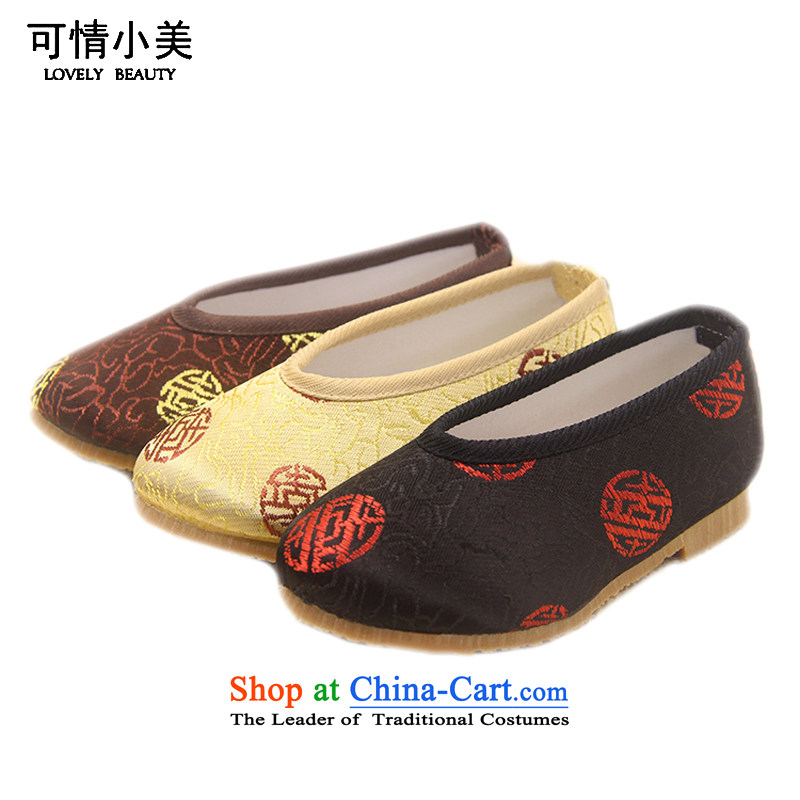 Is small and the old Beijing mesh upper ethnic boy embroidered shoesZCA, L3Light Yellow19