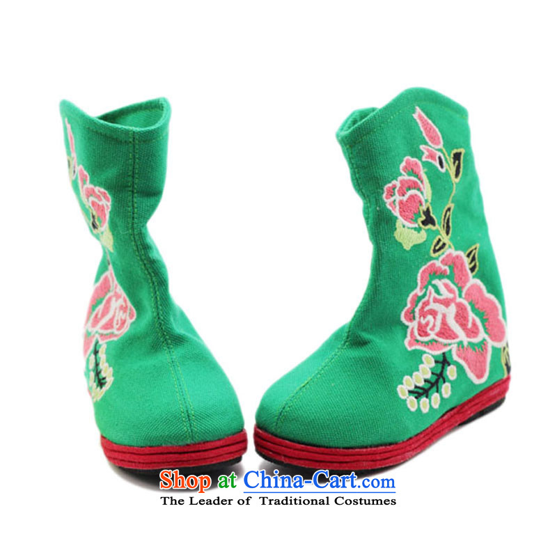 Is small and the old Beijing mesh upper ethnic Mudan increased within embroidery female boots ZCA, H02  36 is a small green-mi (LOVELY BEAUTY , , , shopping on the Internet