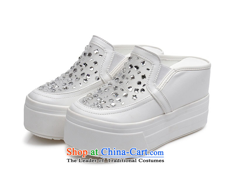 Mr Ronald trendy water gtzu drill white half girl shoe Baotou breathable drag platform shoes, thick gauze, click Pictures 0657 shoe white 38, prices, brand platters! The elections are supplied in the national character of distribution, so action, buy now enjoy more preferential! As soon as possible.