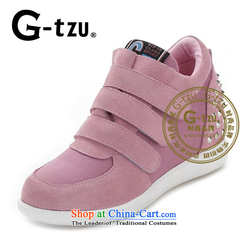 The increase of 2015 gtzu invisible woman shoes velcro thick-leisure shoes movement flat bottom shoe 3506 pink 34