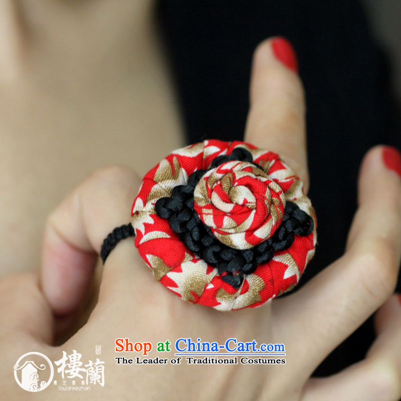 Original Chinese Folk Wind retro manually jacquard yarn-dyed fabric arts exaggerated personality wild China Energy large rings finger circumference net amount _referred to size _5.5cm