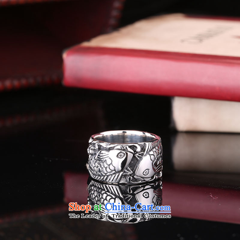 Beier stylishly modern men and women of ethnic Chinese steel retro wide rings titanium embossed fish BR8-257 rings of the country 27#,BEIER,,, 12#= shopping on the Internet