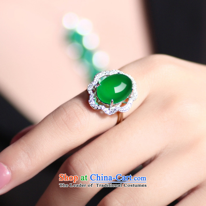 Doi 925 silver color if Po jeweled rings women China wind natural Chalcedony Dzi live port ring Valentine's Day Gifts jewelry C.O.D. openings free adjustment ring size, Diana if shopping on the Internet has been pressed.