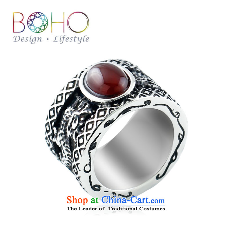 Boho?retro Chinese dragon ring inlay zircon personality of ethnic aristocratic index finger ring ring titanium steel male Korean despot ornaments black United States Code 11 _26_ of the Hong Kong code - _circumference 66mm_