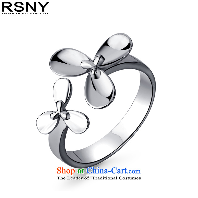  Gold plated rings stylish RSNY jewelry female clover blossom-ring Valentine's Day Gift girlfriend RS036 plated 18K White Gold-code number_China 6.5 13