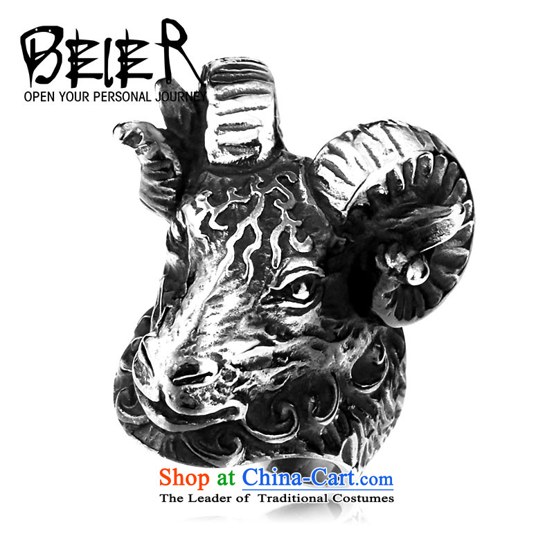 Beier Stylish ornaments, Korean Chinese zodiac sheep and stylish titanium steel despot rings jewelry men personality chaoren BR8-157 BR8-157 ring of the country 10_- 22_ Zhuangfu