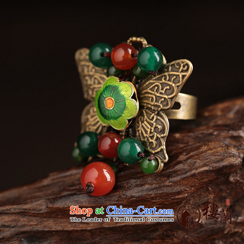 Onyx China wind rings Cloisonne Accessory forefinger exaggerated big butterfly retro ethnic decorations are female code refers to ring, possession of the United States to adjust the , , , shopping on the Internet