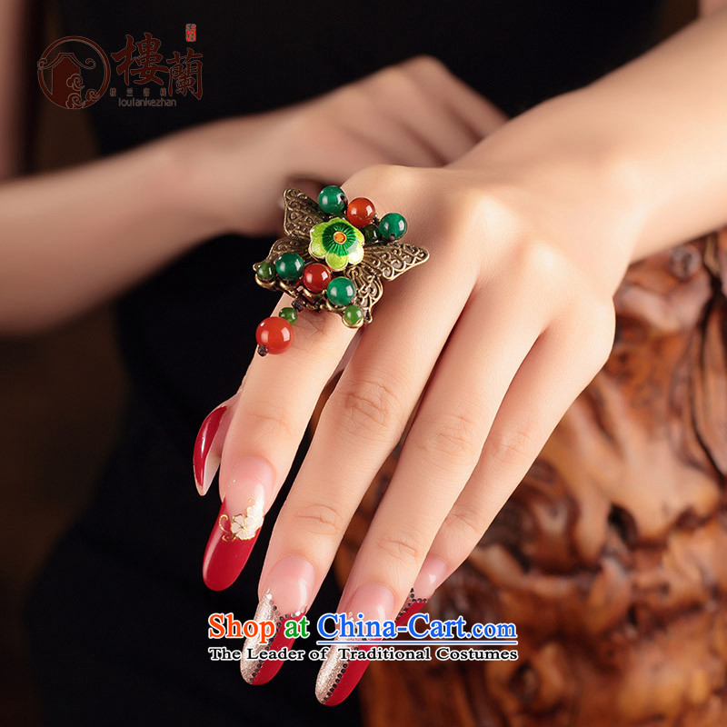 Onyx China wind rings Cloisonne Accessory forefinger exaggerated big butterfly retro ethnic decorations are female code refers to ring, possession of the United States to adjust the , , , shopping on the Internet