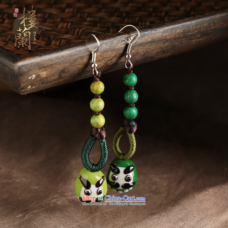 Green glass, ear ornaments nation manually wind earrings long female ancient style classical ear fall arrest ordinary alloy earhook_high hardness, not easy to deform, possession of the United States , , , shopping on the Internet