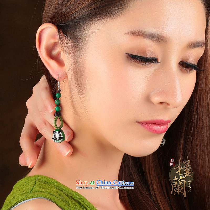 Green glass, ear ornaments nation manually wind earrings long female ancient style classical ear hook __ Fall Arrest 925 Yingerh Cod ANTI-ALLERGY plus 2 Yuan, possession of the United States , , , shopping on the Internet