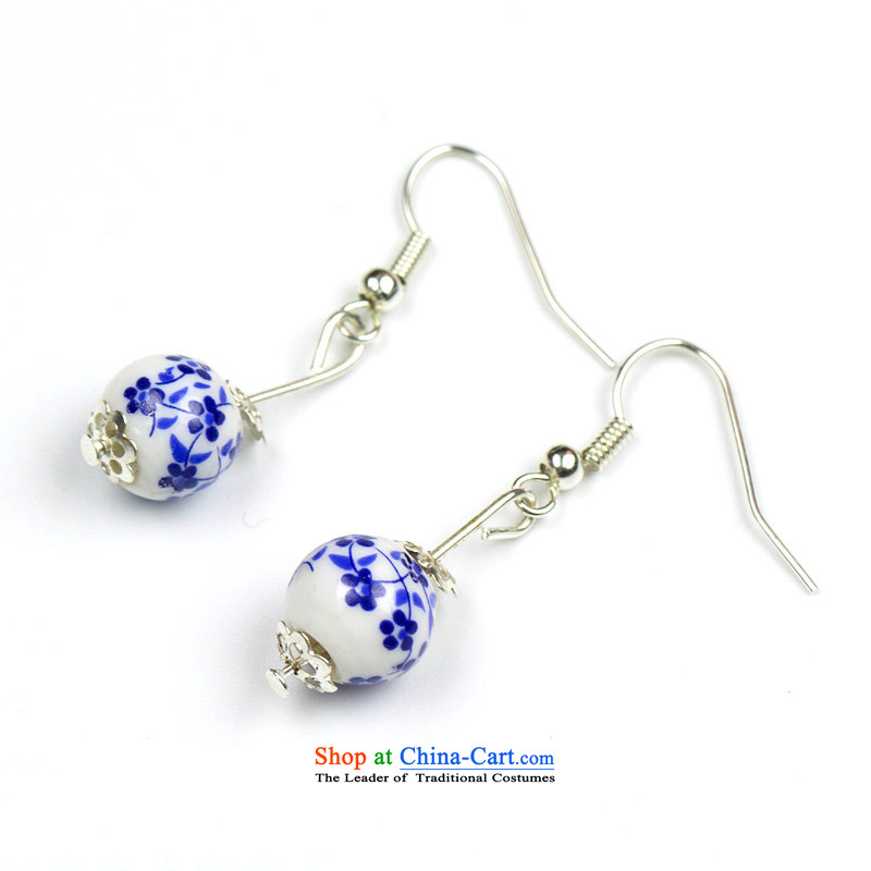 Jing Huan Sleek and versatile Chinese Folk Wind creative retro personality manually ornaments ceramic accessories PORCELAIN BEADS JERG011 earrings ear ear ornaments blue flowers fall arrest, 蒾 Lin , , , shopping on the Internet