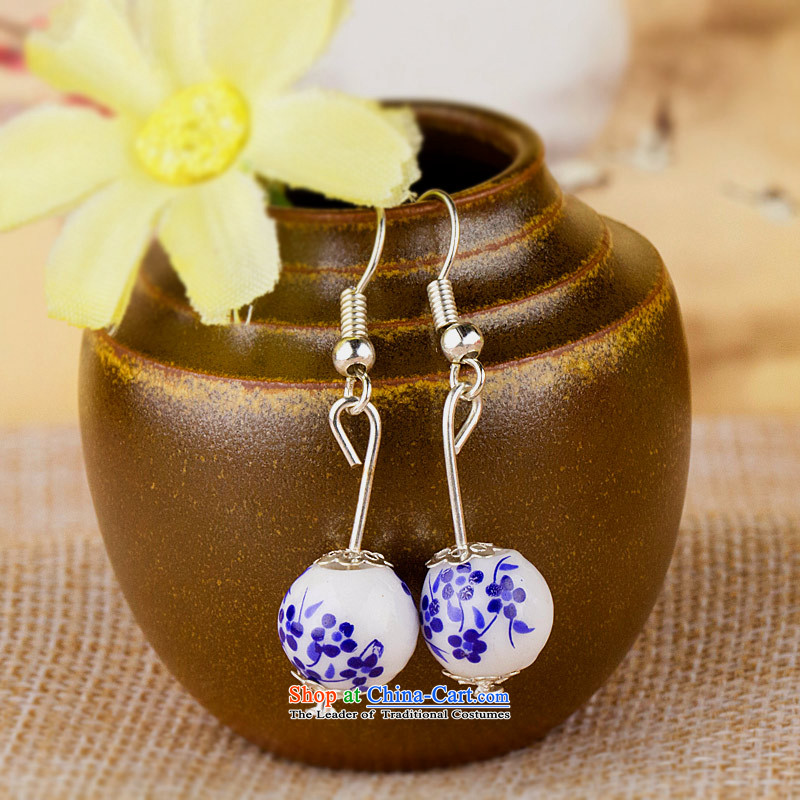 Jing Huan Sleek and versatile Chinese Folk Wind creative retro personality manually ornaments ceramic accessories PORCELAIN BEADS JERG011 earrings ear ear ornaments blue flowers fall arrest, 蒾 Lin , , , shopping on the Internet
