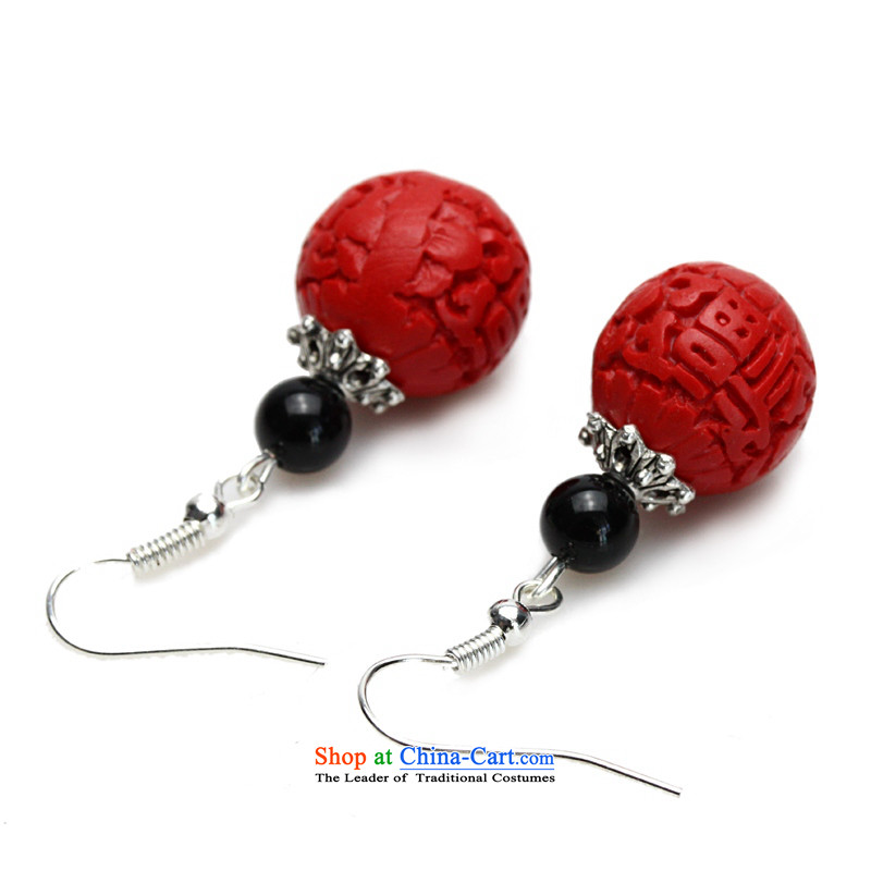 As ethnic Chinese red Selina Chow carved earrings verdant paint, birthday gift diao lacquer well field 925 silver jewelry bride hook, such as Yee (rooyoor) , , , shopping on the Internet