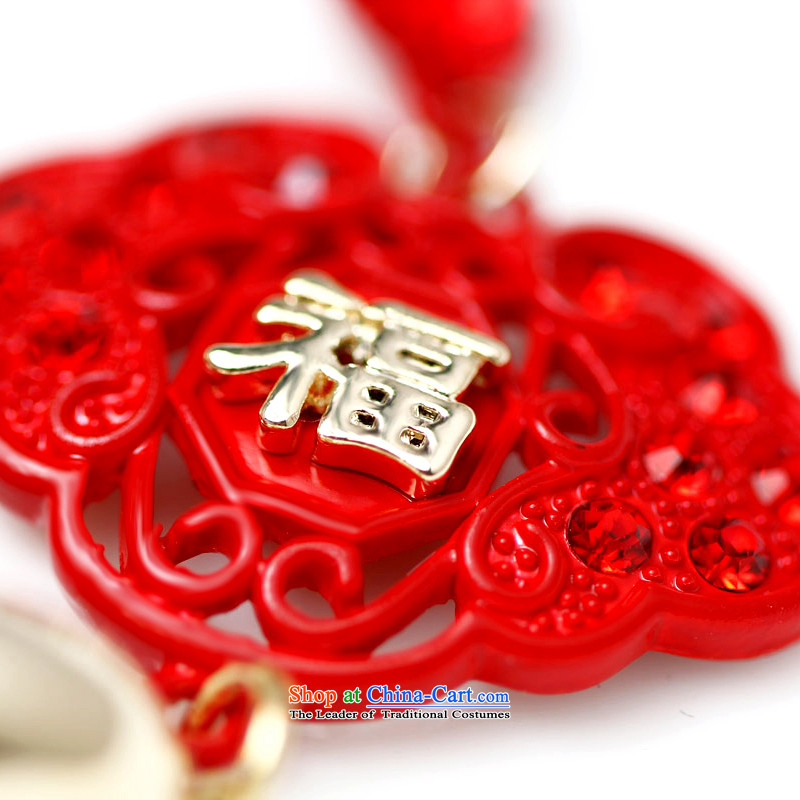 Card Lomé Ear Ornaments New Year Verbruggen large red well fields of ethnic Chinese knots of earrings cheery girl brides married long crystal edging ears pierced ears fall arrester ,CAROMAY,,, shopping on the Internet