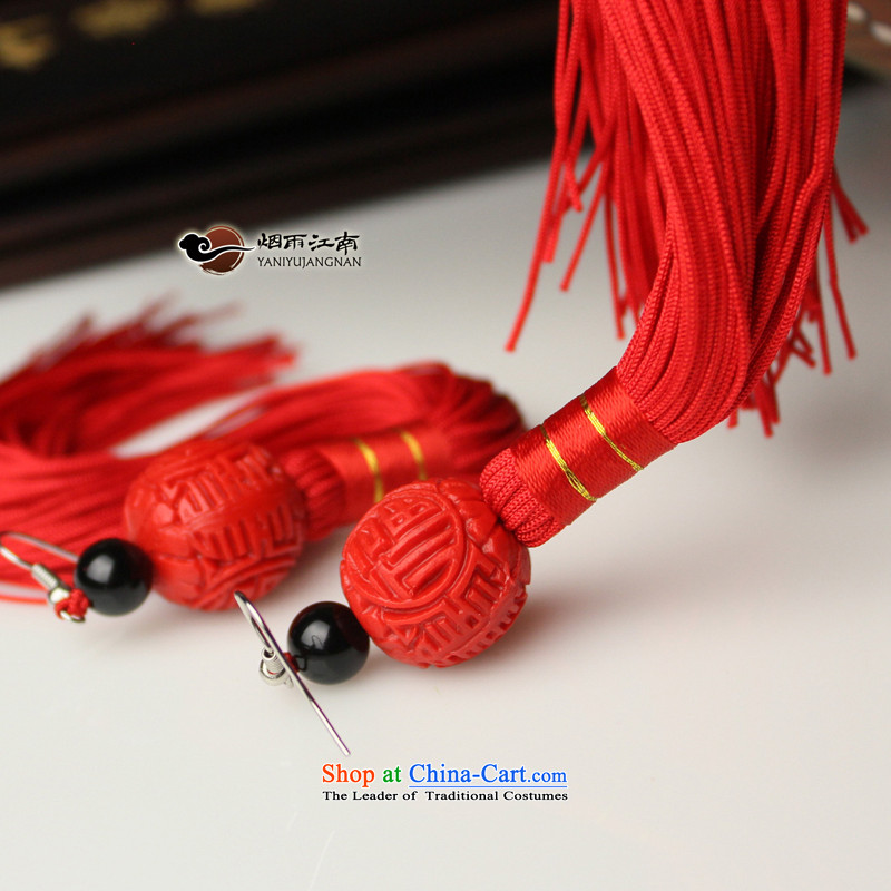 Red edging earrings retro China wind marriage handcrafted accessories from long no rain, Gangnam-gu, Kungkuan shopping on the Internet has been pressed.
