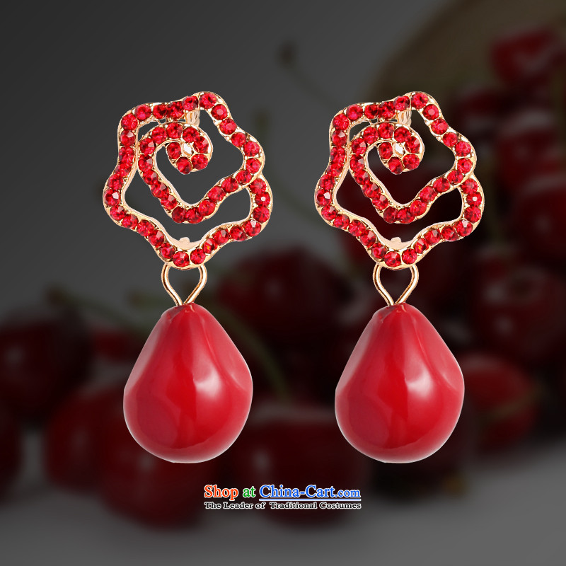 The Director Kim Won version stylish decoration earrings girl brides red ear fall arrester Chinese flowers water droplets ear ornaments 014 red, Director Kim (mmjmm) , , , shopping on the Internet
