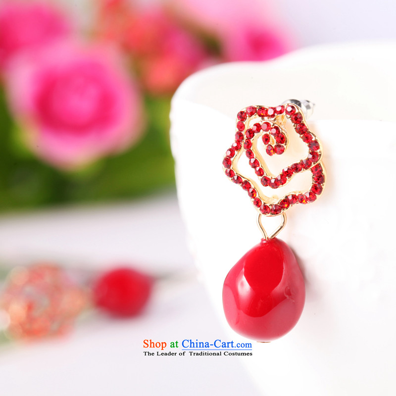The Director Kim Won version stylish decoration earrings girl brides red ear fall arrester Chinese flowers water droplets ear ornaments 014 red, Director Kim (mmjmm) , , , shopping on the Internet