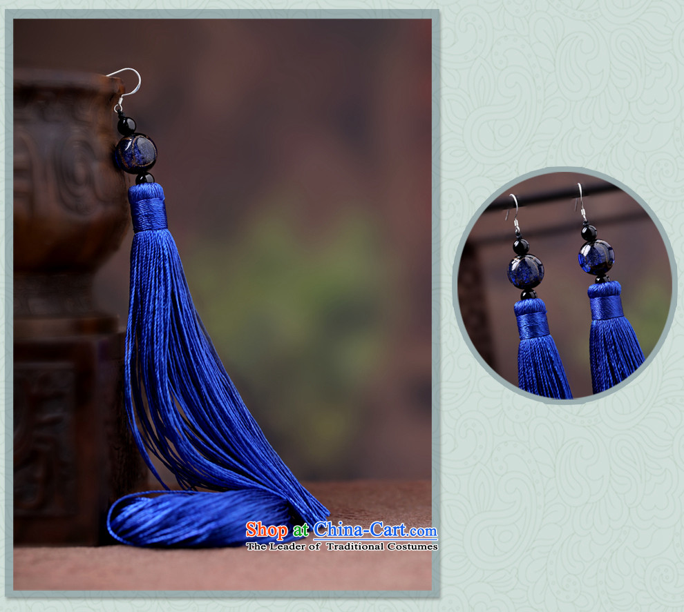 Gangnam-gu rainy in Yunnan ethnic su earrings Lijiang ornaments long China wind qipao accessories 925 silver blue bold ear hook picture, prices, brand platters! The elections are supplied in the national character of distribution, so action, buy now enjoy more preferential! As soon as possible.