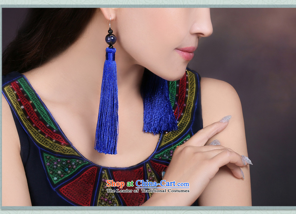 Gangnam-gu rainy in Yunnan ethnic su earrings Lijiang ornaments long China wind qipao accessories 925 silver blue bold ear hook picture, prices, brand platters! The elections are supplied in the national character of distribution, so action, buy now enjoy more preferential! As soon as possible.