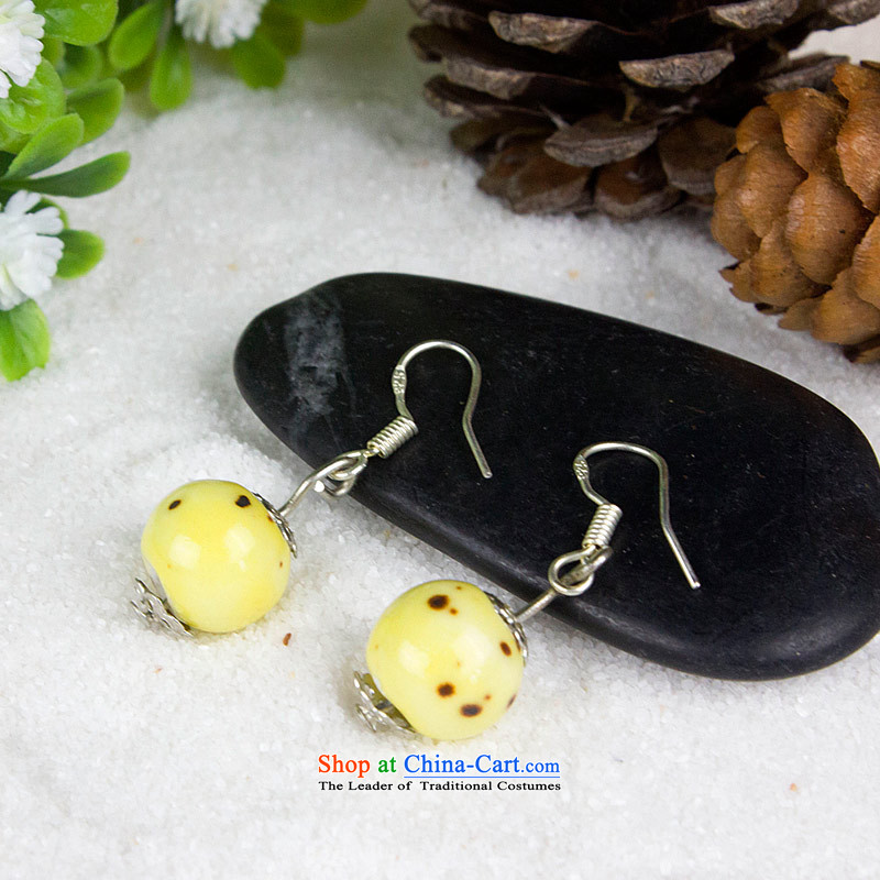 Jing Huan Sleek and versatile Chinese Folk Wind creative retro personality manually ornaments ceramic accessories PORCELAIN BEADS JERG011 earrings ear ear ornaments yellow, fall arrester 蒾 Lin , , , shopping on the Internet