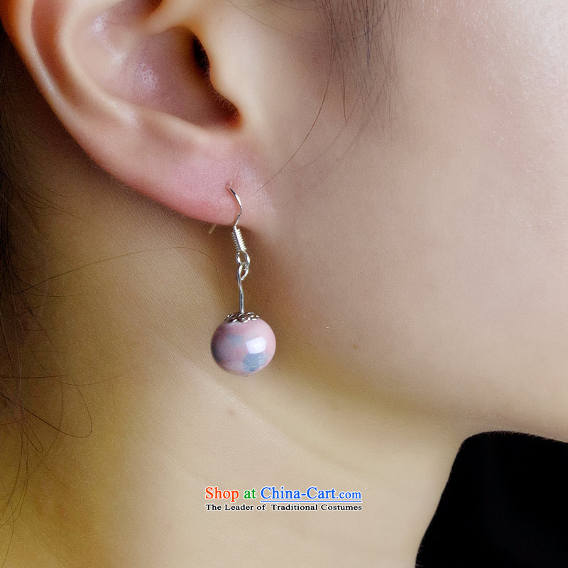 Jing Huan Sleek and versatile Chinese Folk Wind creative retro personality manually ornaments ceramic accessories PORCELAIN BEADS JERG011 earrings ear ear ornaments fall arrest blue 蒾, Lin has been pressed shopping on the Internet