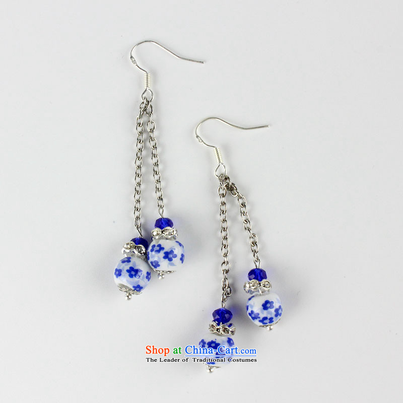 Jing Huan Stylish retro Chinese Folk Wind creative personality manually jewelry accessories ceramic blue-and-PORCELAIN BEADS JERG013 earrings ear ear ornaments, 蒾 fall arrest Wu , , , shopping on the Internet