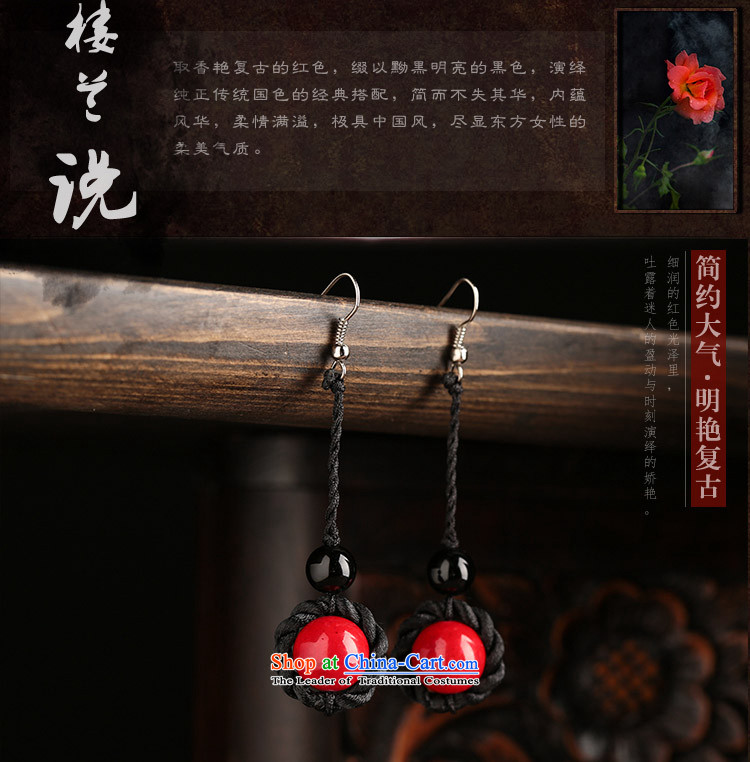 Red ancient style of ethnic earrings temperament retro long ancient costume of Agate Pendant ear ear ornaments female plain alloy earhook copper-colored_high hardness, not easy to deform picture, prices, brand platters! The elections are supplied in the national character of distribution, so action, buy now enjoy more preferential! As soon as possible.