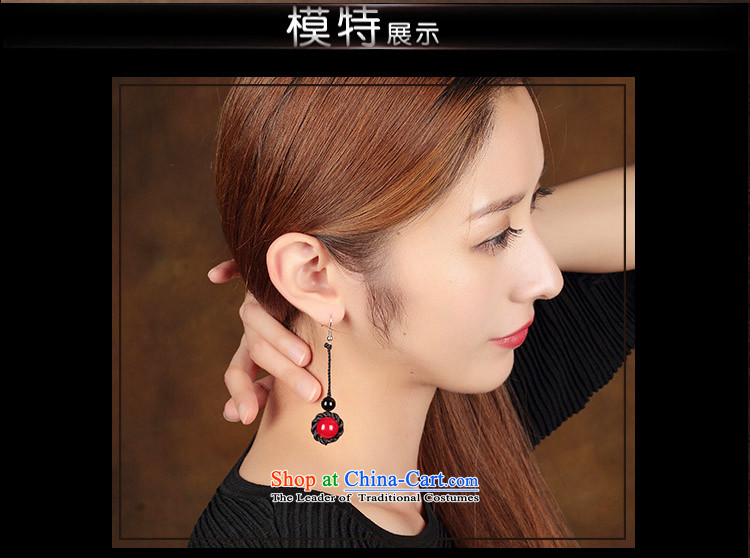 Red ancient style of ethnic earrings temperament retro long ancient costume of Agate Pendant ear ear ornaments female plain alloy earhook copper-colored_high hardness, not easy to deform picture, prices, brand platters! The elections are supplied in the national character of distribution, so action, buy now enjoy more preferential! As soon as possible.