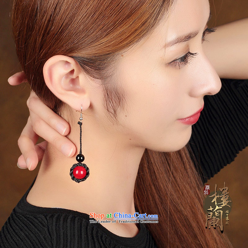 Red ancient style of ethnic earrings temperament retro long ancient costume of Agate Pendant ear ear ornaments female plain alloy earhook copper-colored_high hardness, not easy to deform, possession of the United States , , , shopping on the Internet